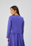 Short Collarless Jacket with Imitation Pocket, Chic Style
