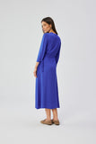 Elegant Viscose A-Line Dress with V-Neck and Tied Cuffs