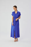 Elegant Button-Down Maxi Dress with Kimono Sleeves