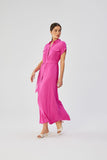 Elegant Button-Down Maxi Dress with Kimono Sleeves