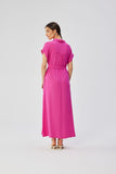 Elegant Button-Down Maxi Dress with Kimono Sleeves
