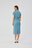 Elegant Midi Dress with Unique Cut and Kimono Sleeves