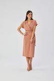 Elegant Midi Dress with Unique Cut and Kimono Sleeves