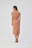 Elegant Midi Dress with Unique Cut and Kimono Sleeves