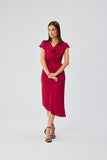 Elegant Asymmetrical Midi Dress with Water-Type Neckline