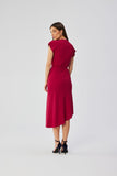 Elegant Asymmetrical Midi Dress with Water-Type Neckline