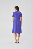 Elegant A-Line Dress with Decorative Pleats and Teardrop Neckline