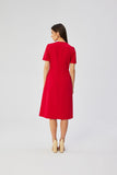 Elegant Teardrop Neckline Dress with Decorative Pleats