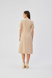 Elegant A-Line Dress with Decorative Pleats and Teardrop Neckline