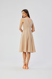 Elegant Sleeveless Polish Dress with Unique Design and Pockets