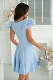 Elegant Dress with Unique Shoulder Buffets and Zipper