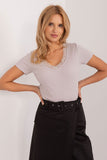 Elegant Fitted Blouse with Lace and Ribbed Texture