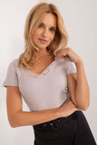 Elegant Fitted Blouse with Lace and Ribbed Texture
