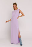 Luxury Knit Dress with Elegant Side Slit and Shoulder Pads