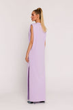 Luxury Knit Dress with Elegant Side Slit and Shoulder Pads