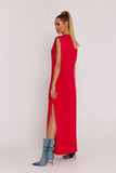 Luxurious Oversize Knit Dress with Side Slit and Shoulder Pads