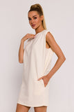 Elegant Oversize Knit Dress with Shoulder Pads and Pockets