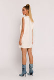 Elegant Oversize Knit Dress with Shoulder Pads and Pockets