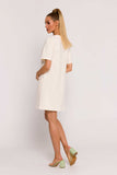 Elegant A-Line Knit Dress with Pockets and Short Sleeves