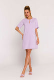 Elegant A-Line Knit Dress with Pockets and Short Sleeves