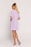 Elegant A-Line Knit Dress with Pockets and Short Sleeves
