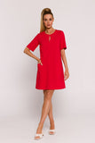 Polish A-Line Knit Dress with Pockets and Short Sleeves