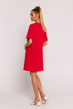 Polish A-Line Knit Dress with Pockets and Short Sleeves