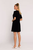 Elegant A-Line Knit Dress with Pockets and Short Sleeves