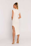 Elegant Knit Dress with Striking Leg Cutout and Sleeveless Design