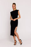 Elegant Knit Midi Dress with Unique Leg Cutout Detail