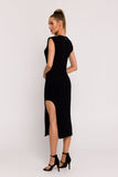 Elegant Knit Midi Dress with Unique Leg Cutout Detail