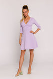 Chic Flared Mini Knit Dress with Elbow-Length Sleeves