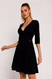 Chic Flared Knit Mini Dress with Elbow-Length Sleeves