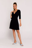 Chic Flared Knit Mini Dress with Elbow-Length Sleeves