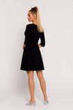 Chic Flared Knit Mini Dress with Elbow-Length Sleeves
