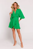 Elegant Flared Mini Dress with Unique Bat Sleeves