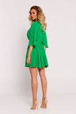 Elegant Flared Mini Dress with Unique Bat Sleeves