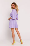 Elegant Mini Dress with Bat Sleeves and Decorative Binding
