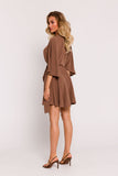 Polish Crepe Mini Dress with Unique Bat Sleeves