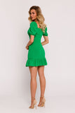 Elegant Crepe Mini Dress with Ruffle Hem and Binding Neckline