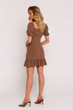 Elegant Mini Dress with Decorative Neckline and Ruffles