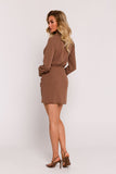 Elegant Mini Dress with V-Neckline and Cuffed Sleeves