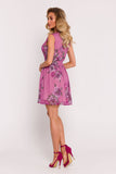 Elegant Mini Chiffon Dress with V-Neck and Crinkled Belt