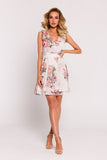 Elegant Chiffon Mini Dress with V-Neckline and Belted Waist