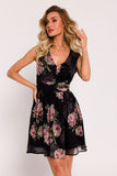 Elegant Chiffon Mini Dress with V-Neck and Crinkled Belt