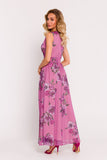 Elegant Chiffon Maxi Dress with High Slit and V-Neckline