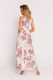 Elegant Chiffon Maxi Dress with High Slit and Belt