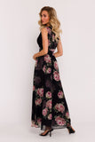 Elegant Chiffon Maxi Dress with High Slit and Ruffles
