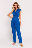 Polish Tailored Asymmetrical Jumpsuit with Belted Waist