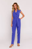Elegant Asymmetrical Jumpsuit with Belted Waist